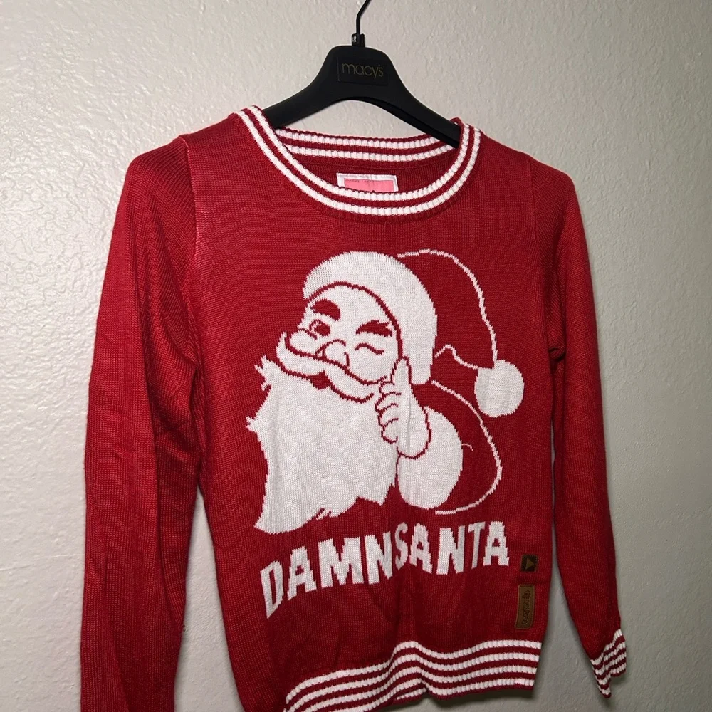 Tipsy Elves Red Santa Crew Neck Sweater - Picture 7 of 10